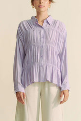 Ruched All Over Button Front Shirt Davi & Dani